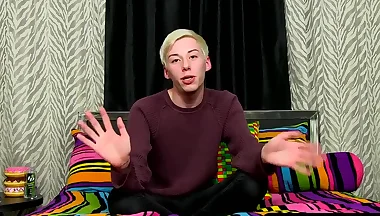 Solo twink Jax Marnell drills ass with toy and wanks cock hard