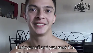Cute straight Latino's first raw, on-camera fuck for cash