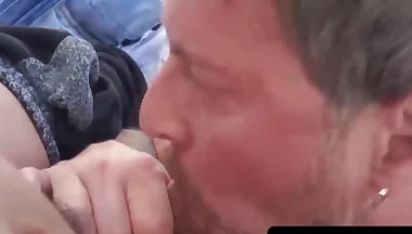 Inked amateur hunk sucks big hard dick