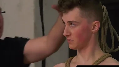 Sub twink dommed and jacked off by master until he cums intensely