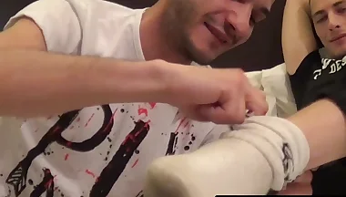 Hot studs Fabien Footeux and Massimo orally servicing each others feet