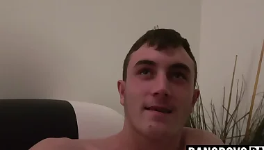 Gay dude anal drilled harshly until top creampied his asshole