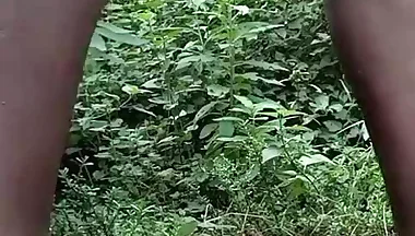 Naughty boy jerking off in the woods and shooting a load