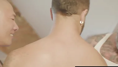 Erotic Adam Ramzis mouth and ass were severely stretched by two girthy dicks