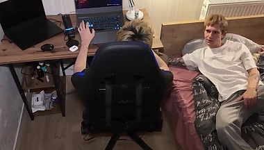 Wink saw his friend's erect cock, could not resist and gave a throat blowjob after which Twink's