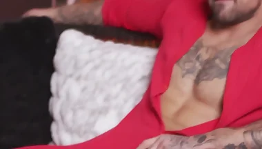 Buddies Ryan Bones and Troy River start jerking off together side-by-side