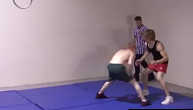 Slender gays' hardcore wrestling and BDSM strip show