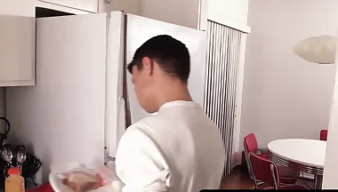 Lusty stepson craves for daddy's big cock in his mouth and throat